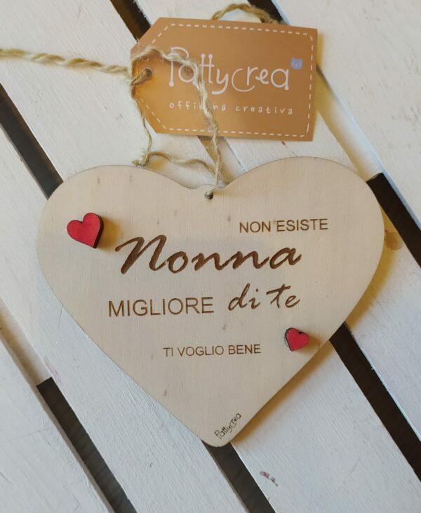 Cuore legno con frase e stelle per i nonni personalizzabile 15 cm 2323