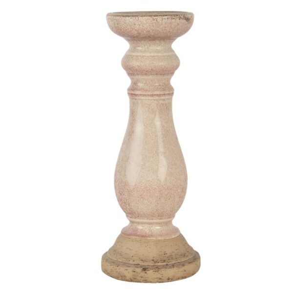 Portacandele 14 36 cm Rosa ceramica rotondo