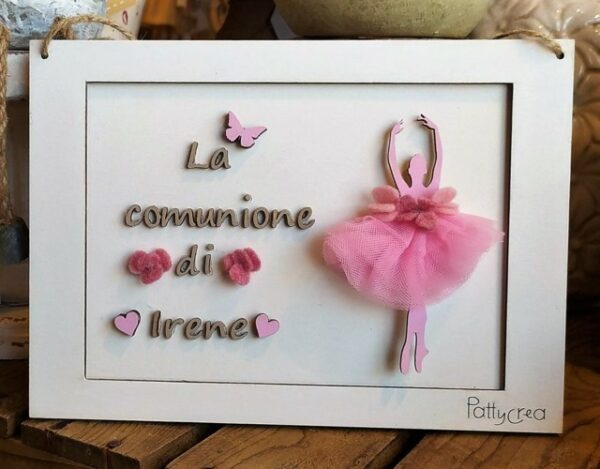 Quadro legno con ballerina incisa a laser personalizzabile 25x18 cm 3337