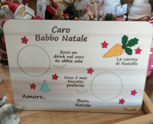 Tovaglietta Babbo Natale in legno dipinta a mano Pattycrea