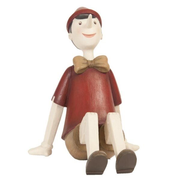 Statuetta Pinocchio 15x11x14 Cm Rosso Beige Poliresina Accessori Per La Casa Clayre & Eef