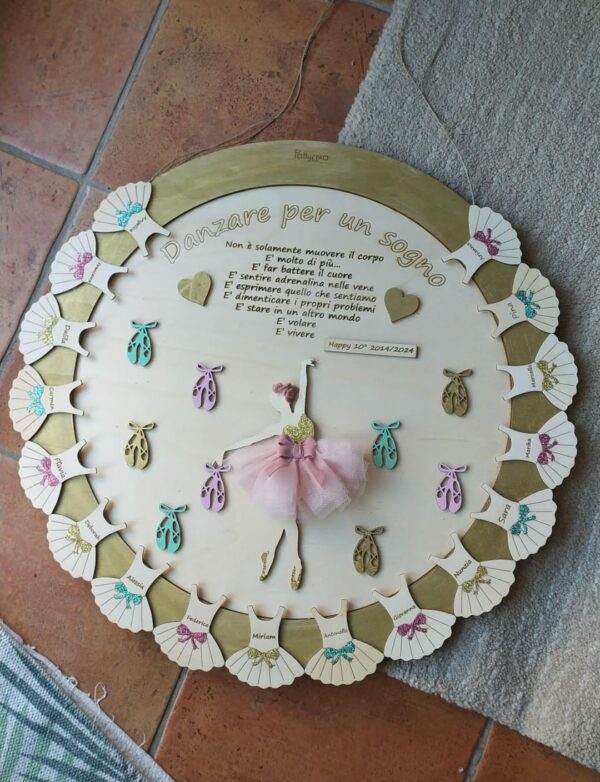 Cerchio con cornice ballerina e scarpine personalizzabile D.55cm