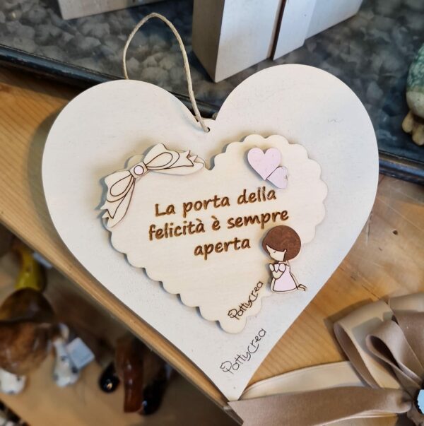 Cuore doppio ondulato con frase H.15cm Pattycrea