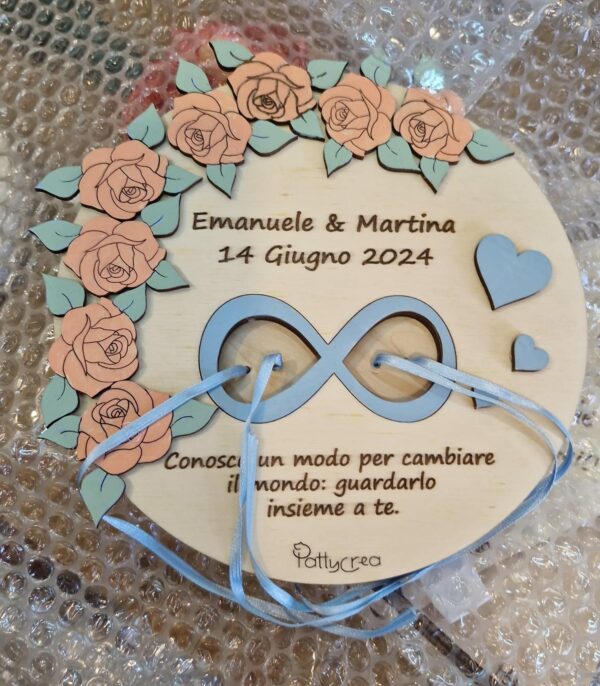 Portafedi con frase e rose D.20cm Pattycrea