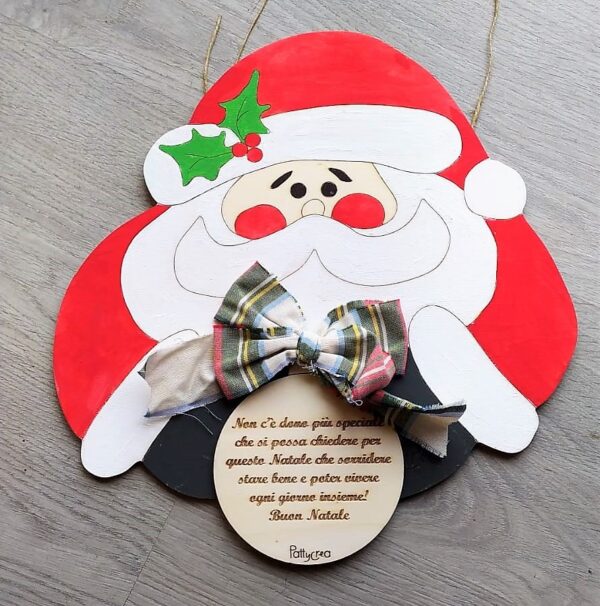 Babbo natale in legno con frase personalizzabile 3082 Pattycrea