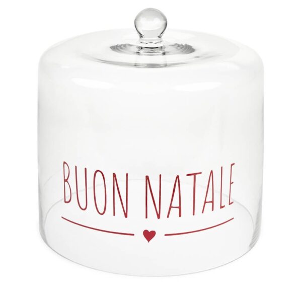 Campana in vetro "Buon Natale" copri Pandoro "My Home" 28.5x29 cm Nuvole di Stoffa