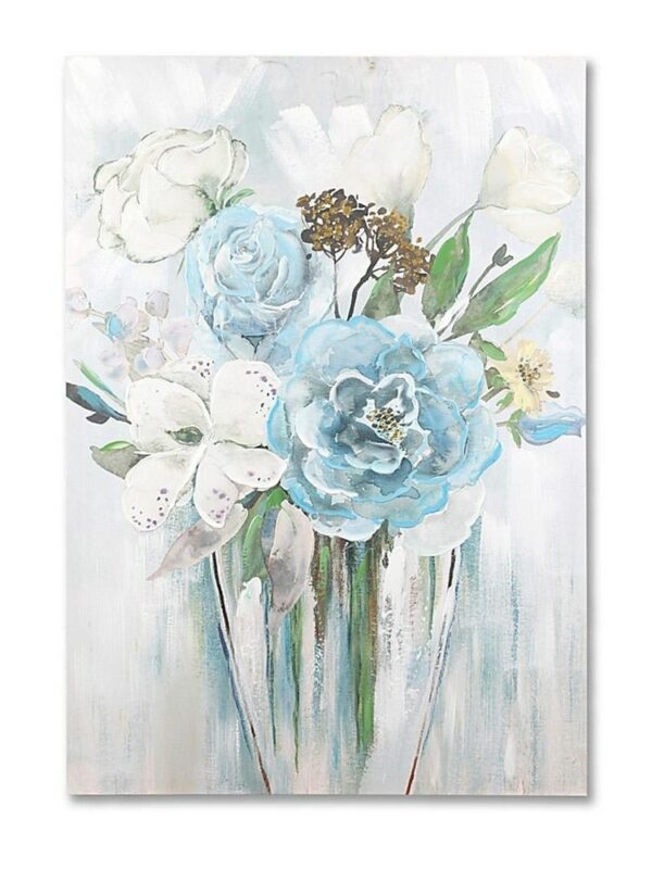 DIPINTO TELA QUADRO FIORI BIA/BLU CM 70X100 LEGNO ABETE 17FJ24310 saldi