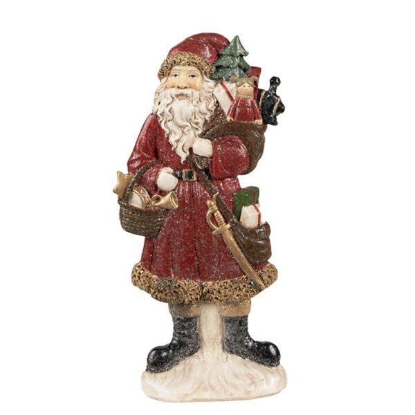 Statuetta Babbo Natale 12x4x24 Cm Rosso Poliresina Decorazione Di Natalizie Clayre & Eef