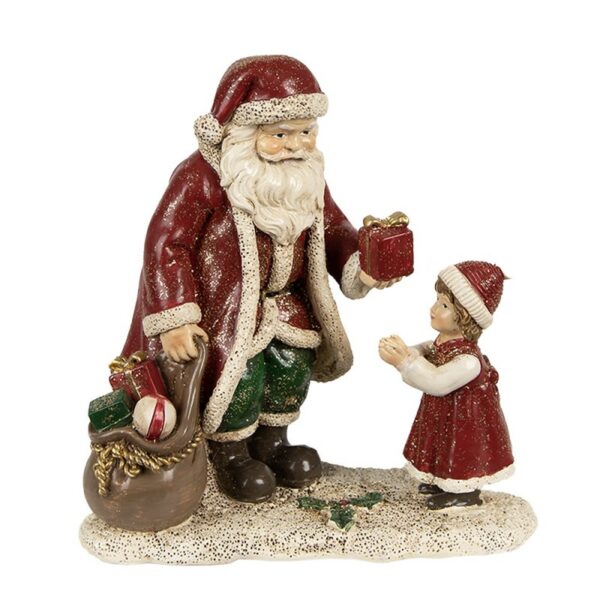 Statuetta Babbo Natale 14x9x14 Cm Rosso Poliresina Decorazione Di Natalizie Clayre & Eef