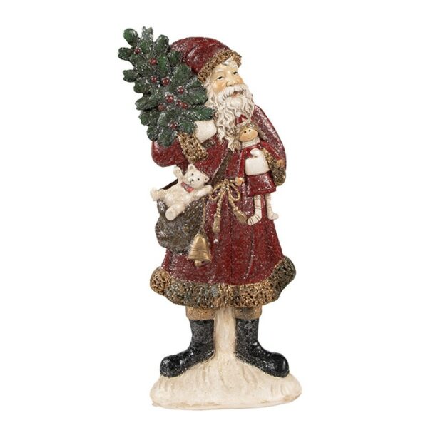 Statuetta Babbo Natale 9x4x23 Cm Rosso Poliresina Decorazione Di Natalizie Clayre & Eef