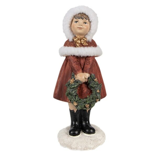 Statuetta Bambino 13 Cm Rosso Poliresina Statuetta De Natale Clayre & Eef