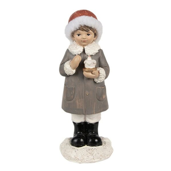 Statuetta Bambino 14 Cm Grigio Poliresina Statuetta De Natale Clayre & Eef