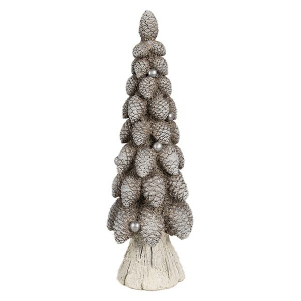 Statuetta decorativa Albero di Natale Ø 8x24 cm Marrone Bianco Clayre