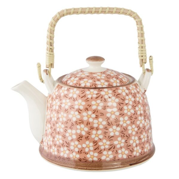 Teiera con infusore 700 ml Rosa Ceramica Fiori Rotondo Pentola per il tè Clayre