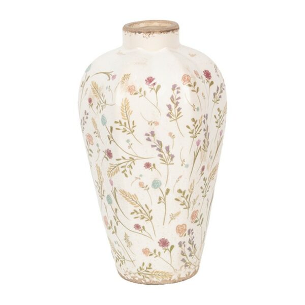 Vaso Ø 17x30 cm Beige Rosa Ceramica Fiori Clayre