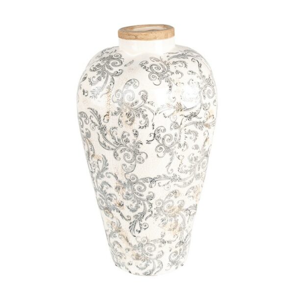 Vaso Ø 24x40 cm Beige Grigio Ceramica Fiori Clayre